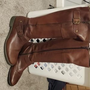 Brown Zip-Up Knee High Boots
